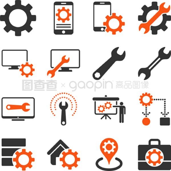 選項與服務工具圖標集 信息服務業務的視覺導航